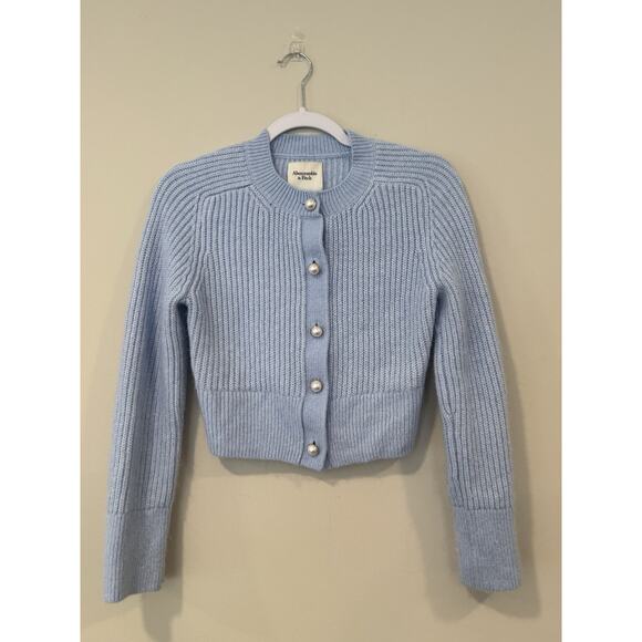 Abercrombie & Fitch Cropped Knit Cardigan with Pearls Bottoms Size XXS 2333 - Picture 2 of 9